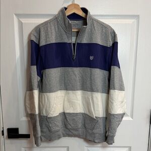 Chaps Men's Zip-Up Sweater in Gray, Navy, and White